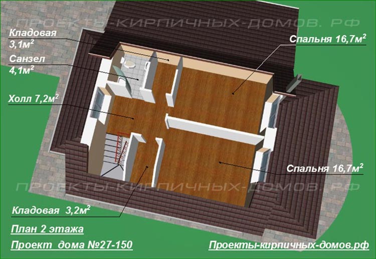 План 2 этажа дома с гаражом и террасой